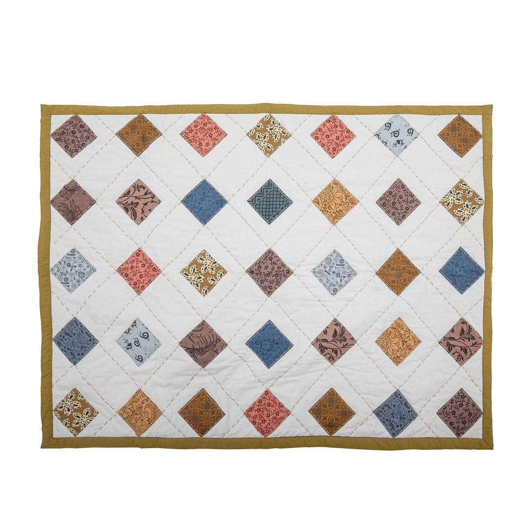 Produktbillede af BLOOMINGVILLE MINI Melua plaid natur/multifarvet bomuld/hør 152x127 i premium kvalitet