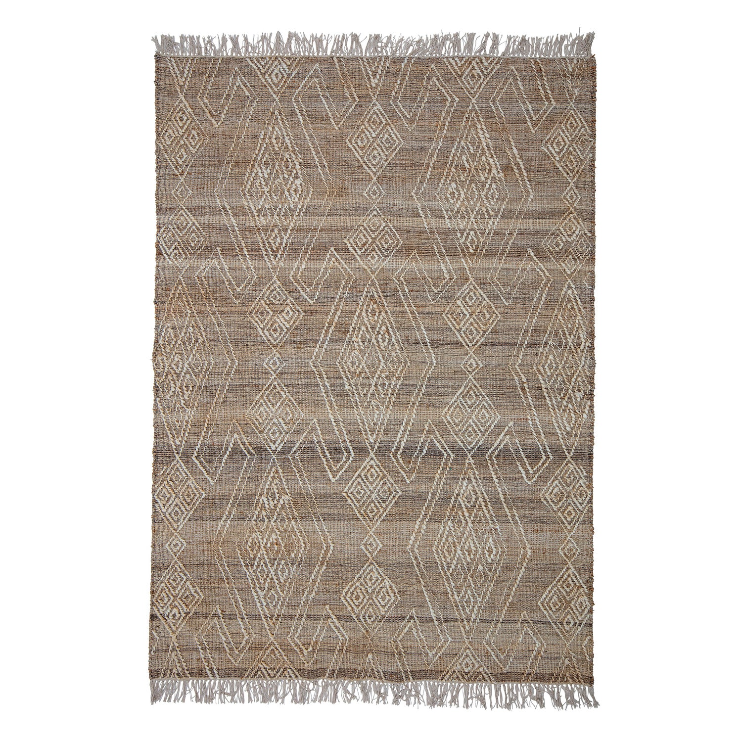 Produktbillede af BLOOMINGVILLE Rupen gulvtæppe rektangulær natur jute/uld/bomuld 215x150 i premium kvalitet
