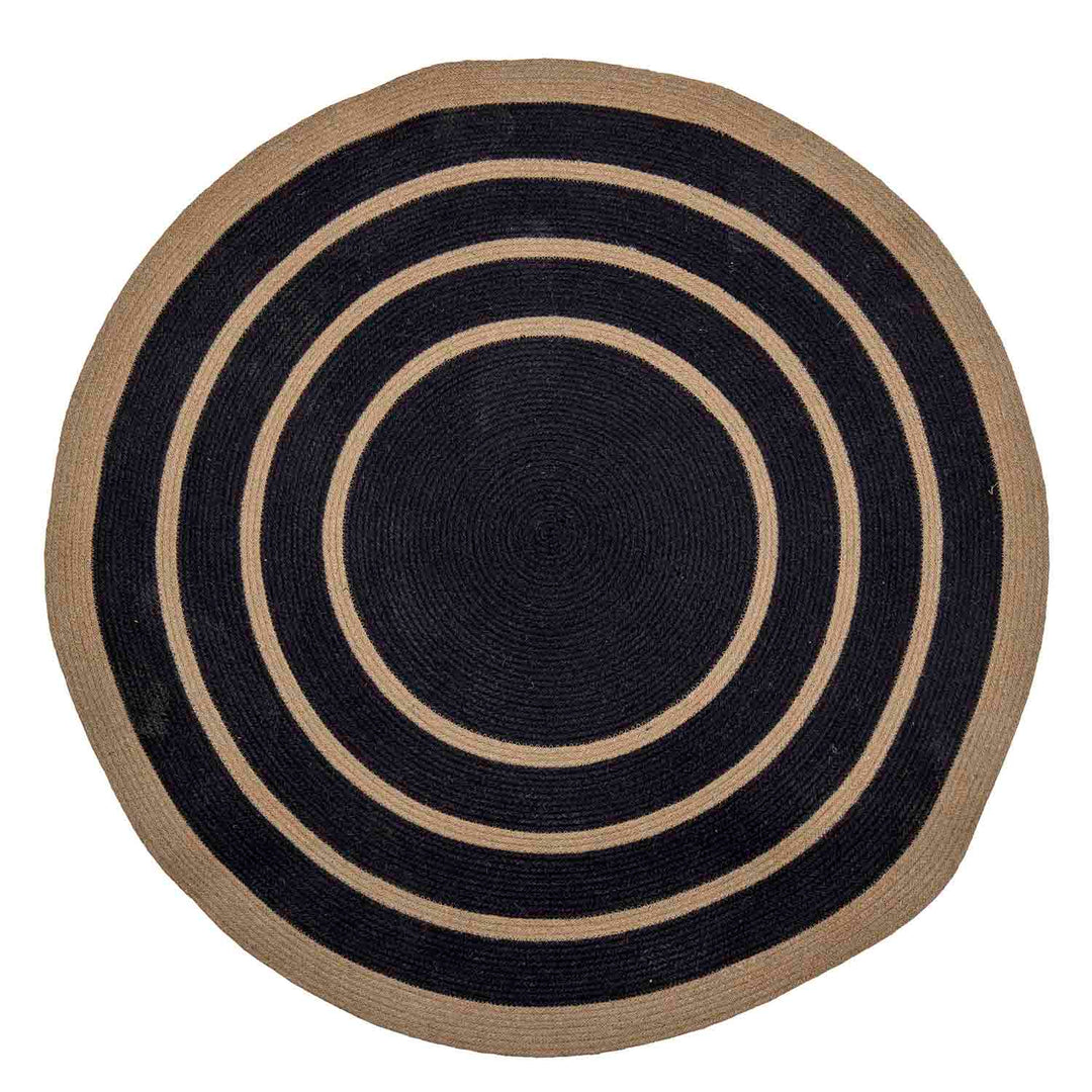 Produktbillede af BLOOMINGVILLE Lune gulvtæppe rund natur/sort søgræs/jute Ø120 i premium kvalitet
