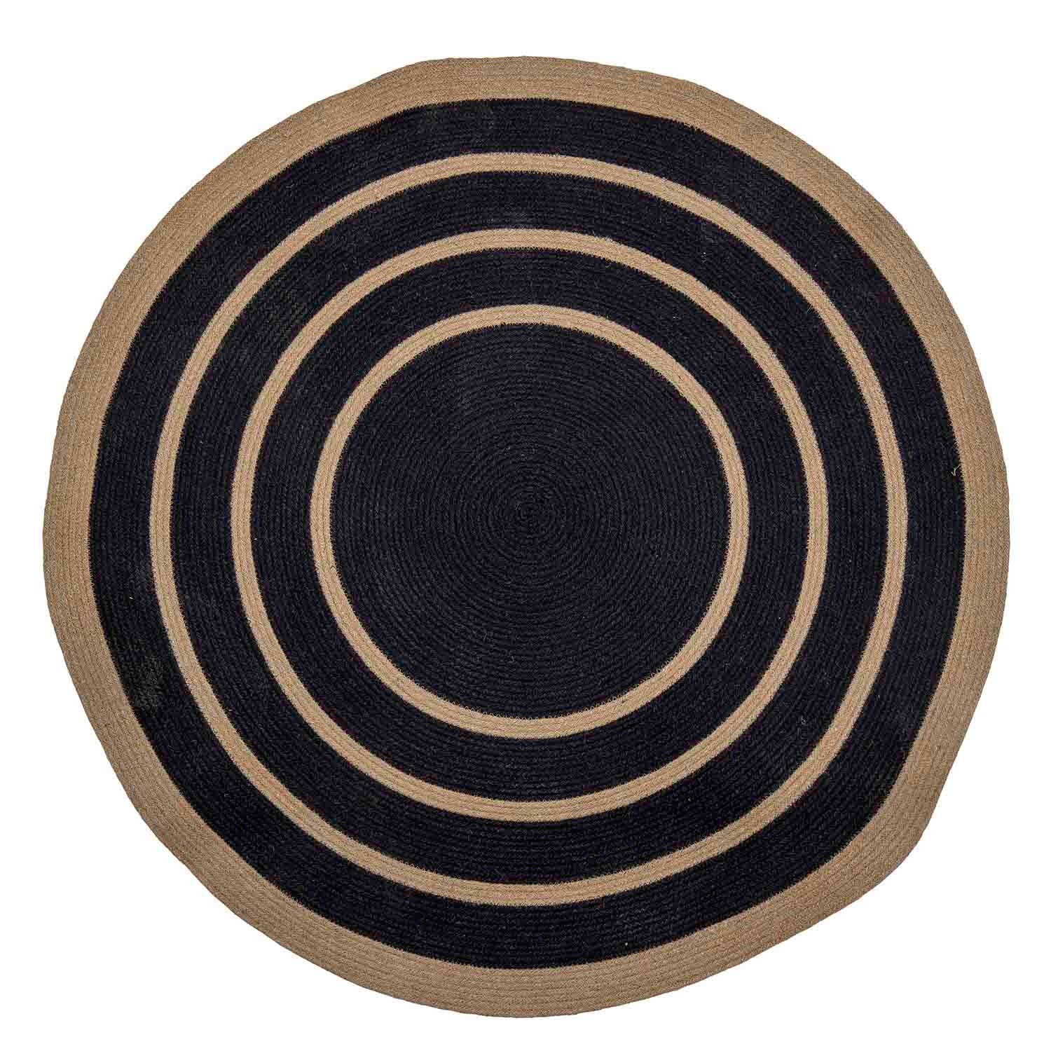 Produktbillede af BLOOMINGVILLE Lune gulvtæppe rund natur/sort søgræs/jute Ø120 i premium kvalitet
