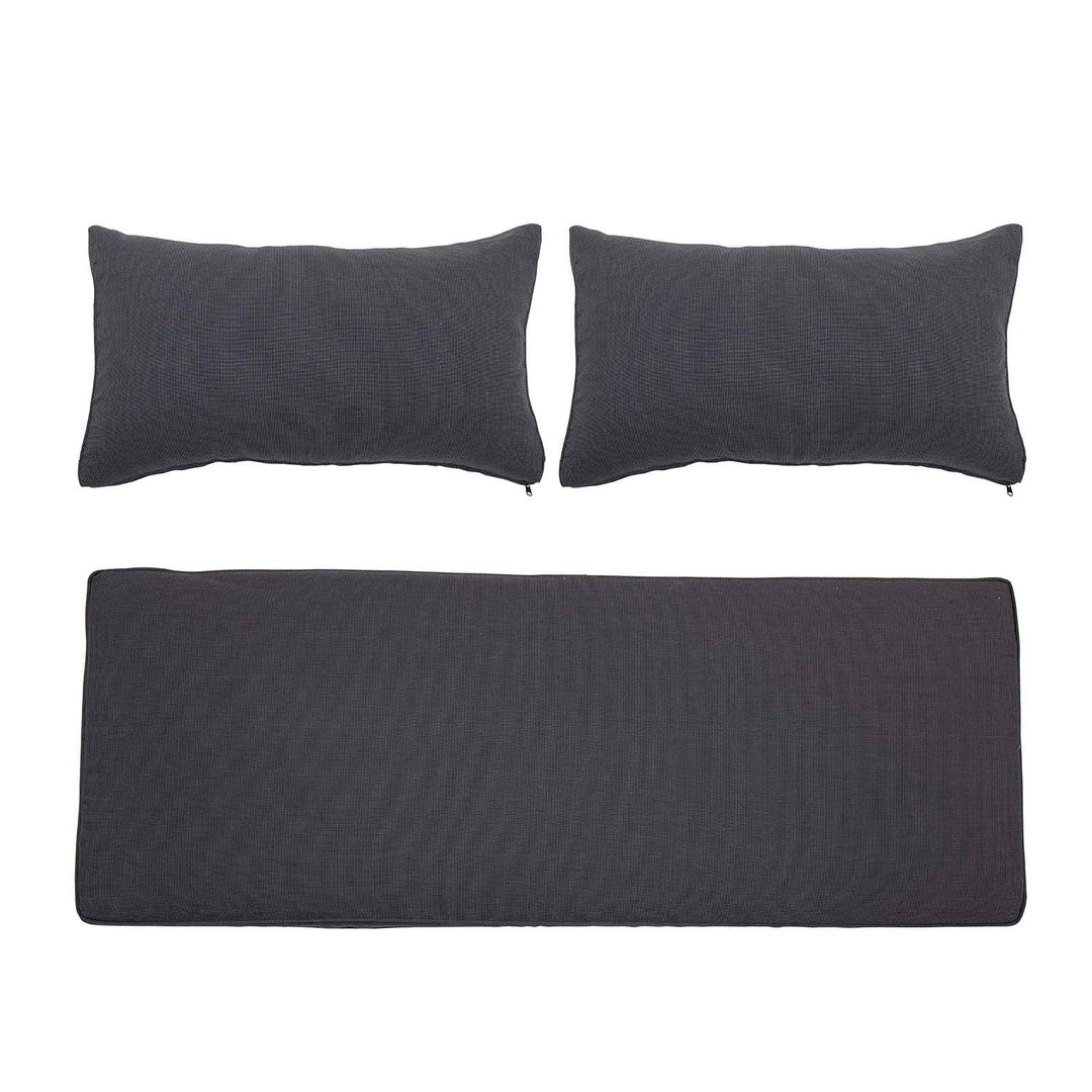 Produktbillede af BLOOMINGVILLE Mundo pudebetræk uden fyld til havesofa grå polyester sæt af 3 i premium kvalitet