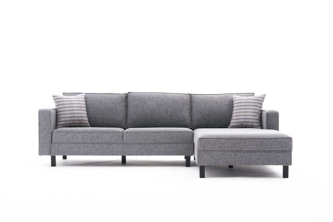 NORDVÄRK Kale Linned hjørnesofa højre grå polyester