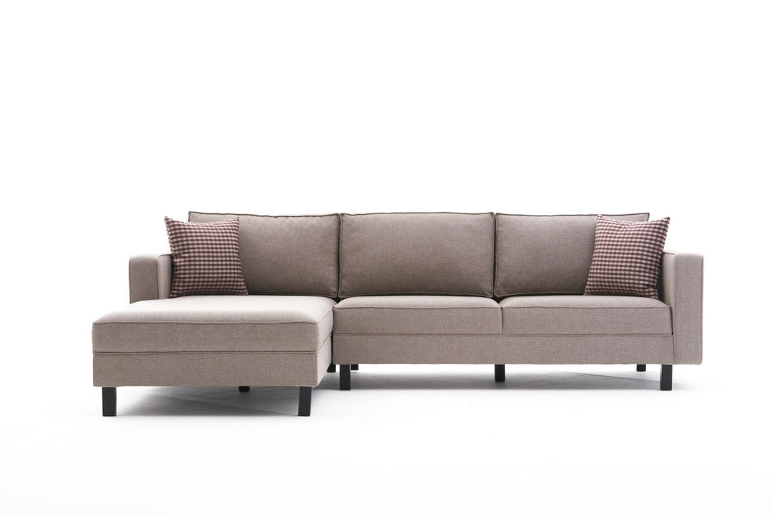 NORDVÄRK Kale Linen hjørnesofa venstre creme polyester