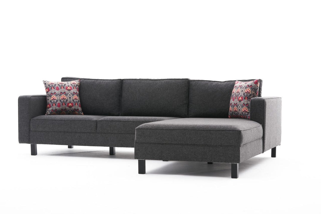 NORDVÄRK Kale Linen højre hjørnesofa antracitgrå polyester