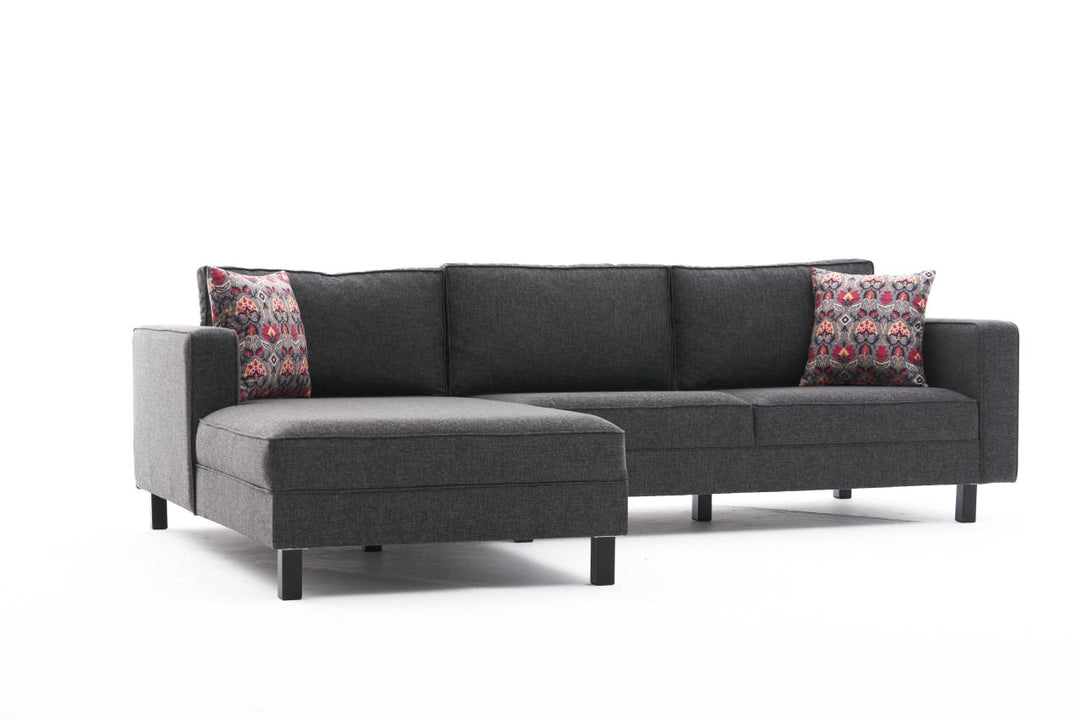 NORDVÄRK Kale Linen hjørnesofa venstre antracitgrå polyester