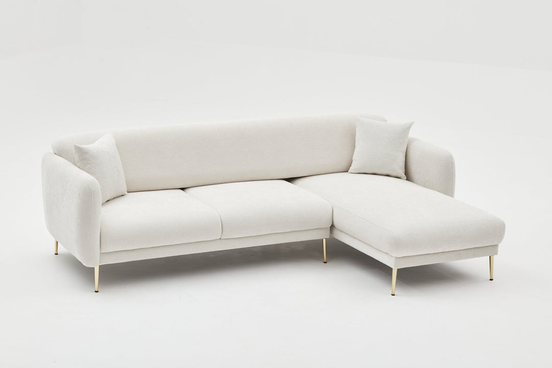 NORDVÄRK Simena hjørnesofa højre creme polyester og metal