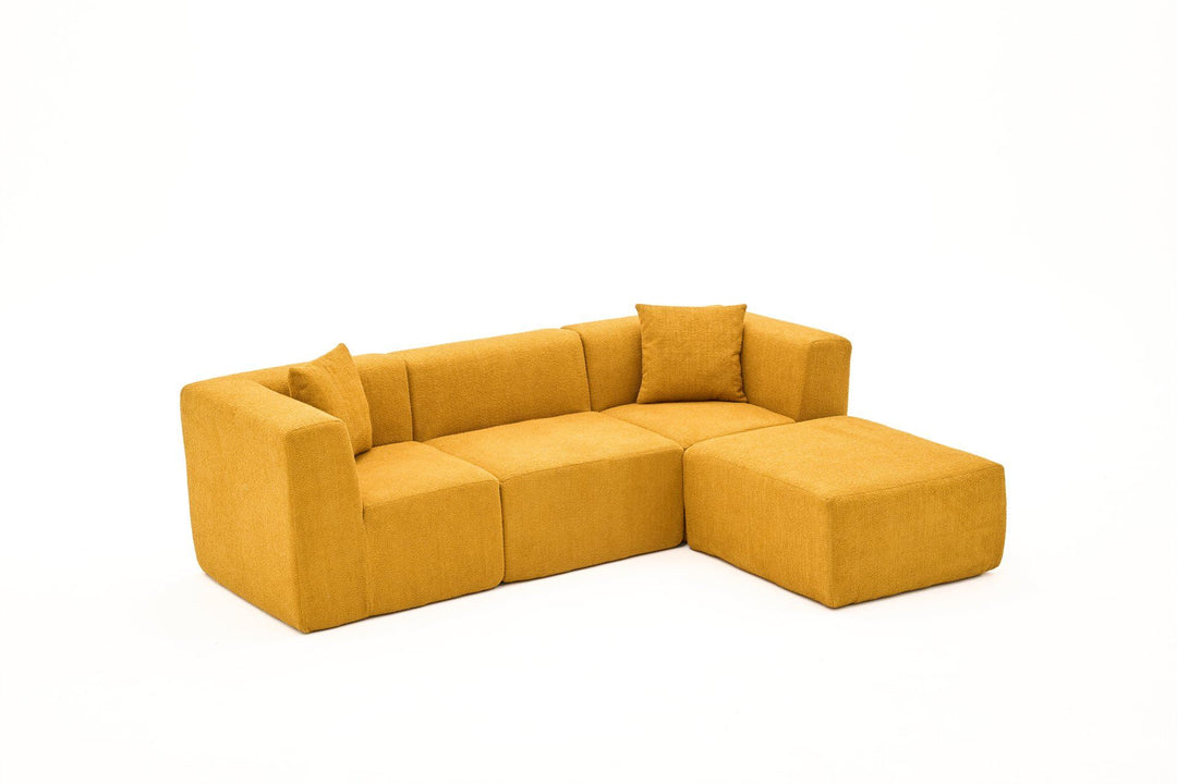 NORDVÄRK Raks hjørnesofa orange chenille stof