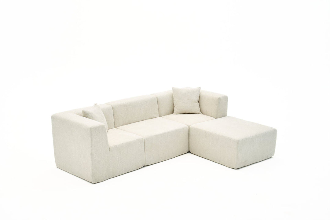 NORDVÄRK Raks hjørnesofa creme chenille stof