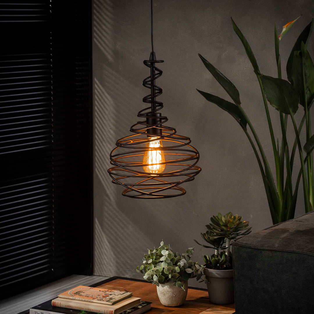 Produktbillede af Spindex- Loftlampe i sort konisk vredet metal Levering med pære(r) på tilbud i høj kvalitet