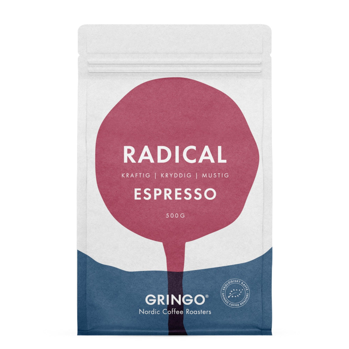 Pose med Gringo Radical Espresso hele kaffebønner, 500 g