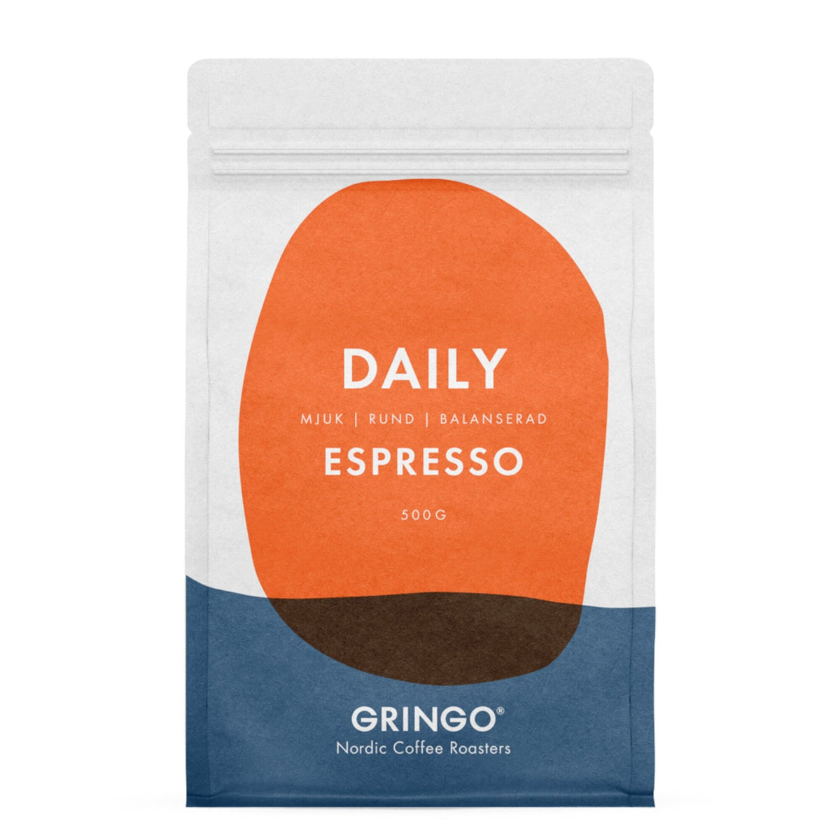 Pose med Gringo Daily Espresso hele kaffebønner, 500 g