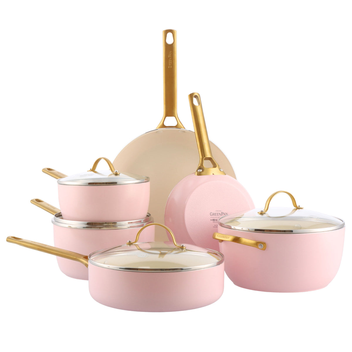GreenPan Padova gryde- og pandesæt i blush pink med seks dele