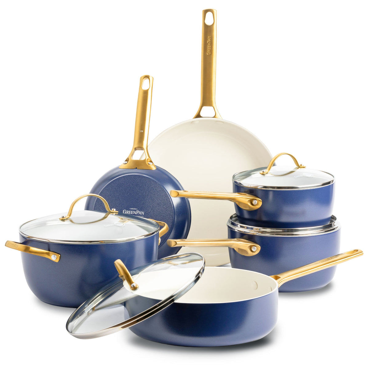 GreenPan Padova gryde- og pandesæt i oxford blue, 6 dele