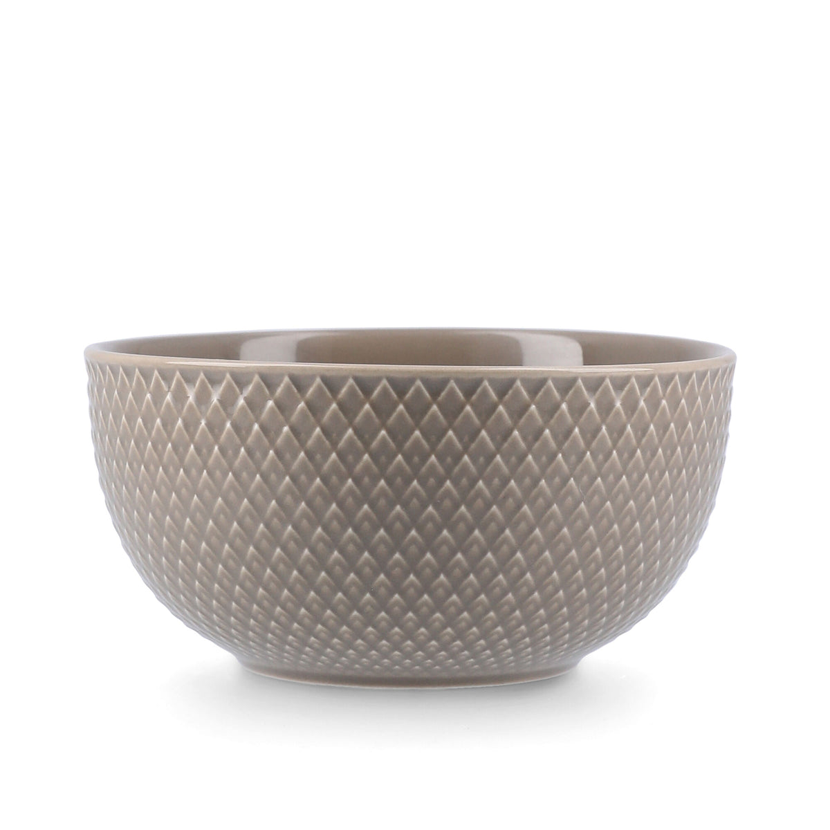 Lyngby Porcelæn Rhombe Earth skål i lysebrun clay, Ø13 cm