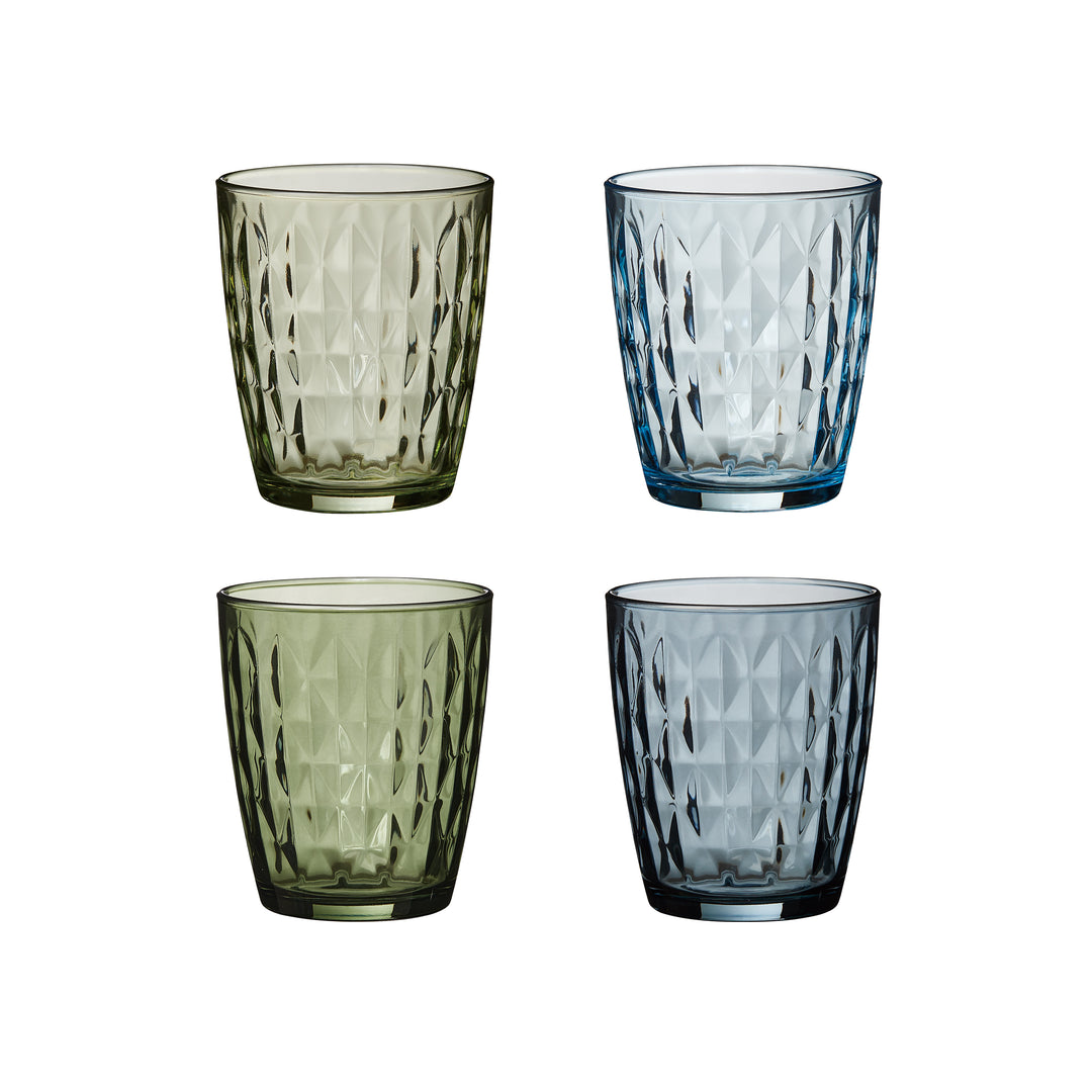 Produktbillede af Aida Mosaic drikkeglas farvede 4 stk. blå/grøn i premium kvalitet