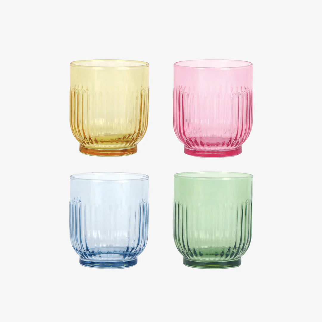 Produktbillede af Aida Drikkeglas farvede 4 stk mix pack amber red light blue green 33 cl i premium kvalitet