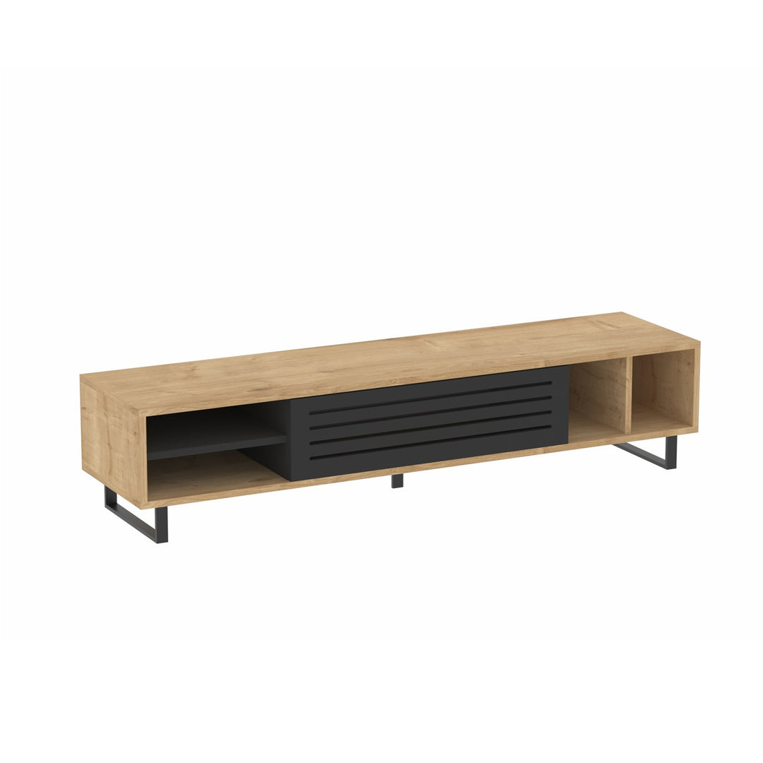 NORDVÄRK Safir TV-bord m. 1 låge 1 hylde 2 rum safir og antracitgrå melamin 160x40
