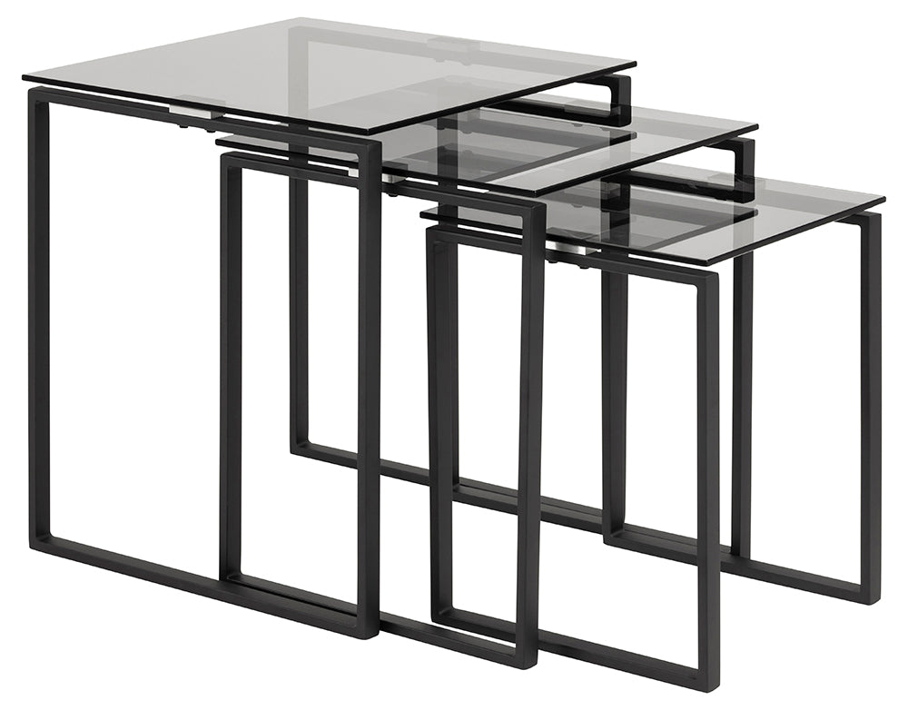Produktbillede af ACT NORDIC Katrine indskudsborde røget/sort glas/metal kvadratisk sæt á 3 i premium kvalitet