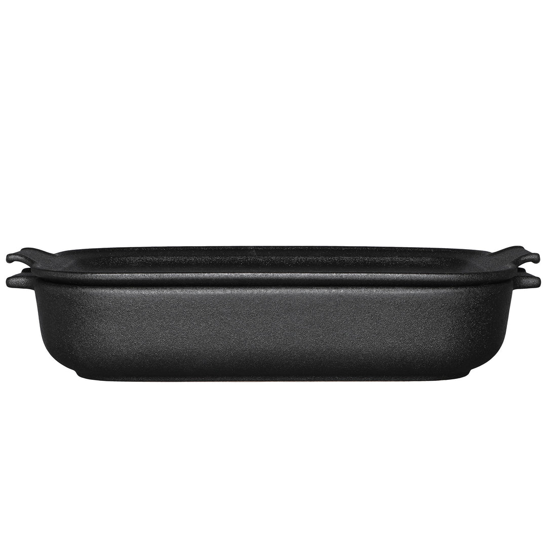 Maku ovnfast fad med låg i sort stentøj, 39 x 23 cm