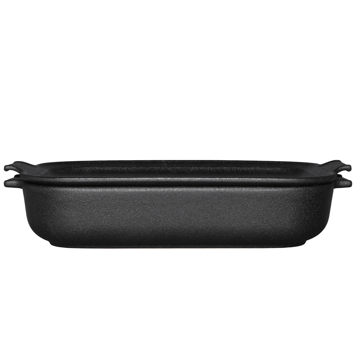 Maku ovnfast fad med låg i sort stentøj, 39 x 23 cm
