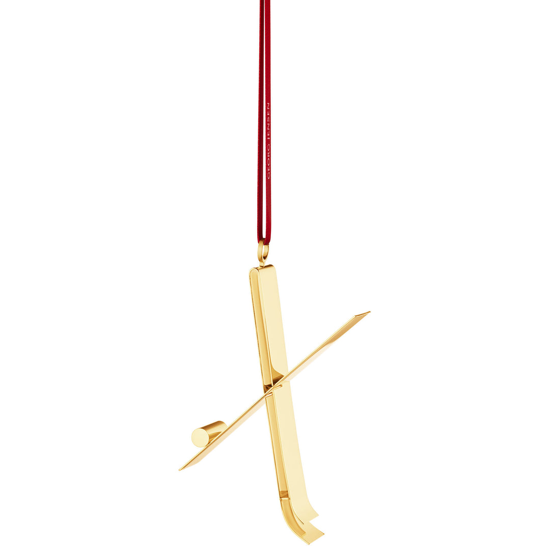 Georg Jensen dekorativt bogstav X med guldbelagt bånd