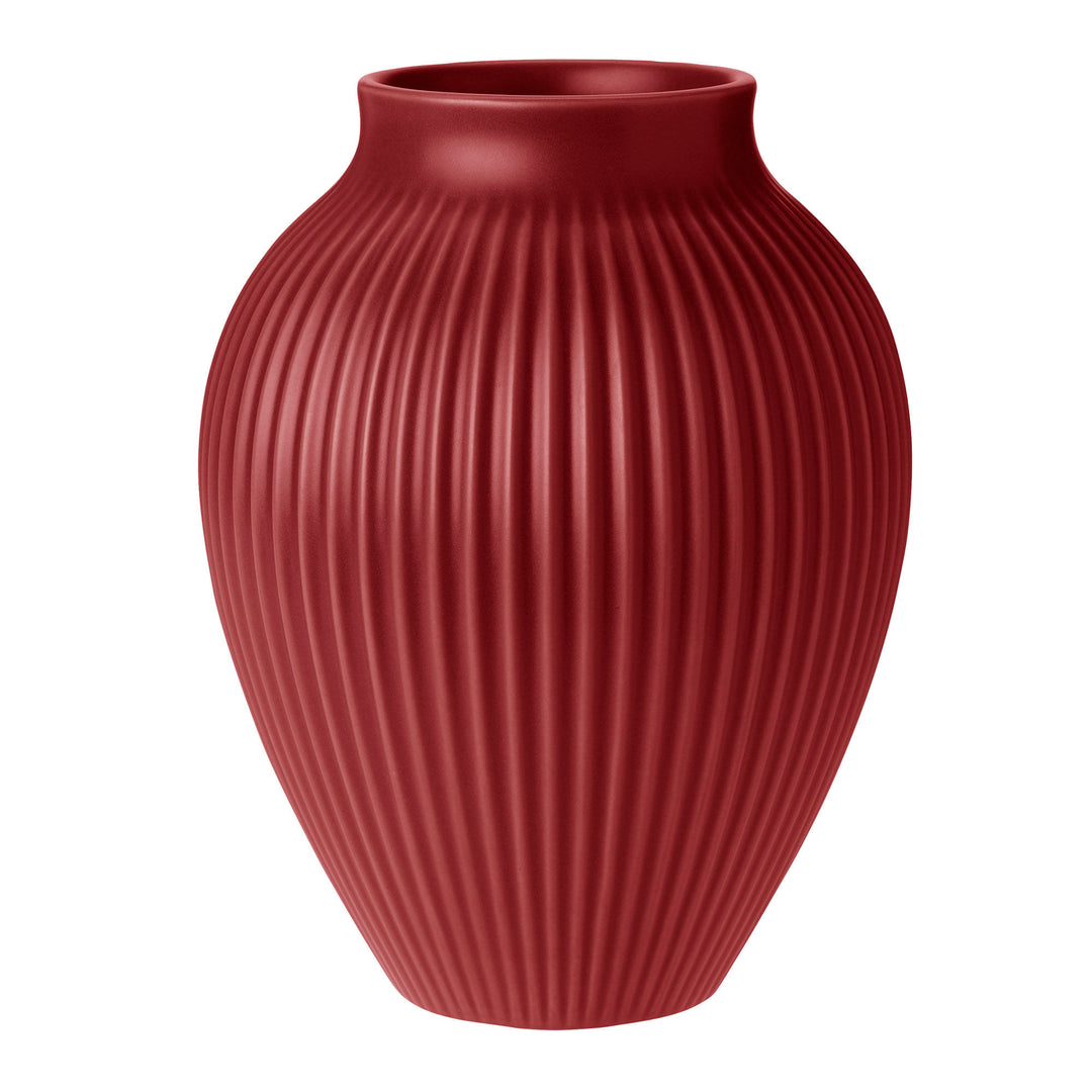 Knabstrup vase 27 cm med ripple-struktur i farven soft cherry