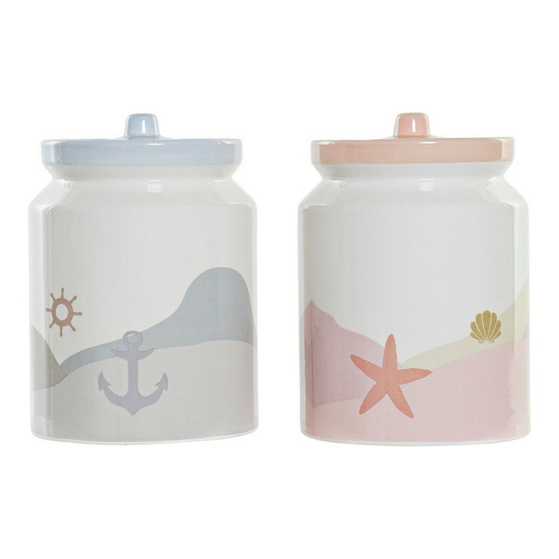 Se Glasbeholder DKD Home Decor Dolomite Blå Multifarvet Lyserød Middelhavet 15 x 15 x 22 cm (2 stk)  Stort online udvalg i DKD Home Decor - Køb online på udsalg og tilbud lige nu  Meget billig fragt og hurtig levering: 1 - 2 hverdage - Varenummer: S3014938 og barcode / Ean: &