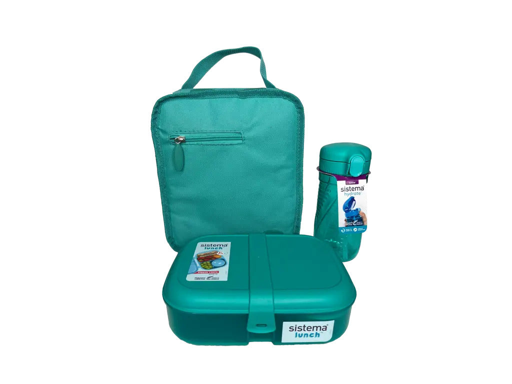 Produktbillede af Sistema LunchTime 3 dele Grøn/turkis i premium kvalitet