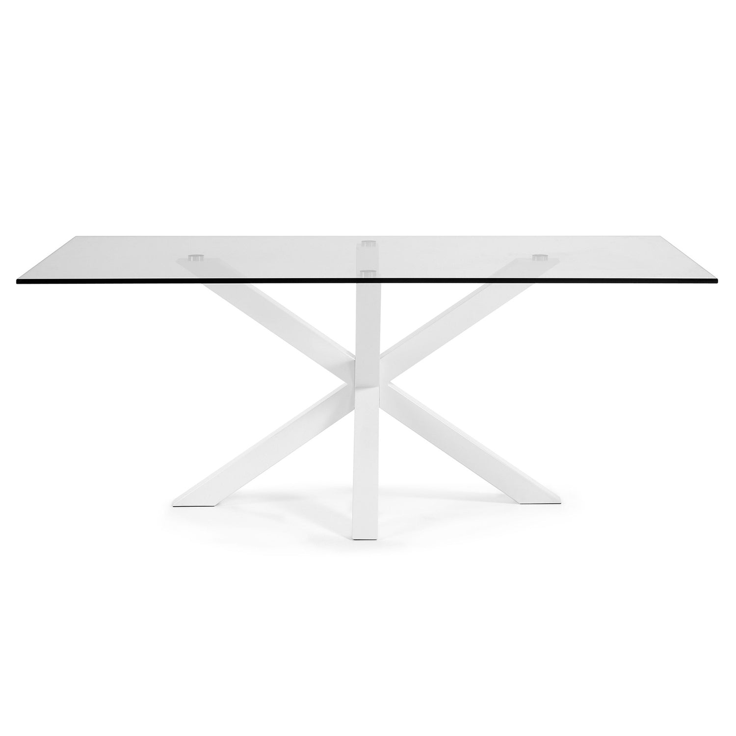 Produktbillede af KAVE HOME Arya spisebord klar glas og hvid stål 200x100 i premium kvalitet