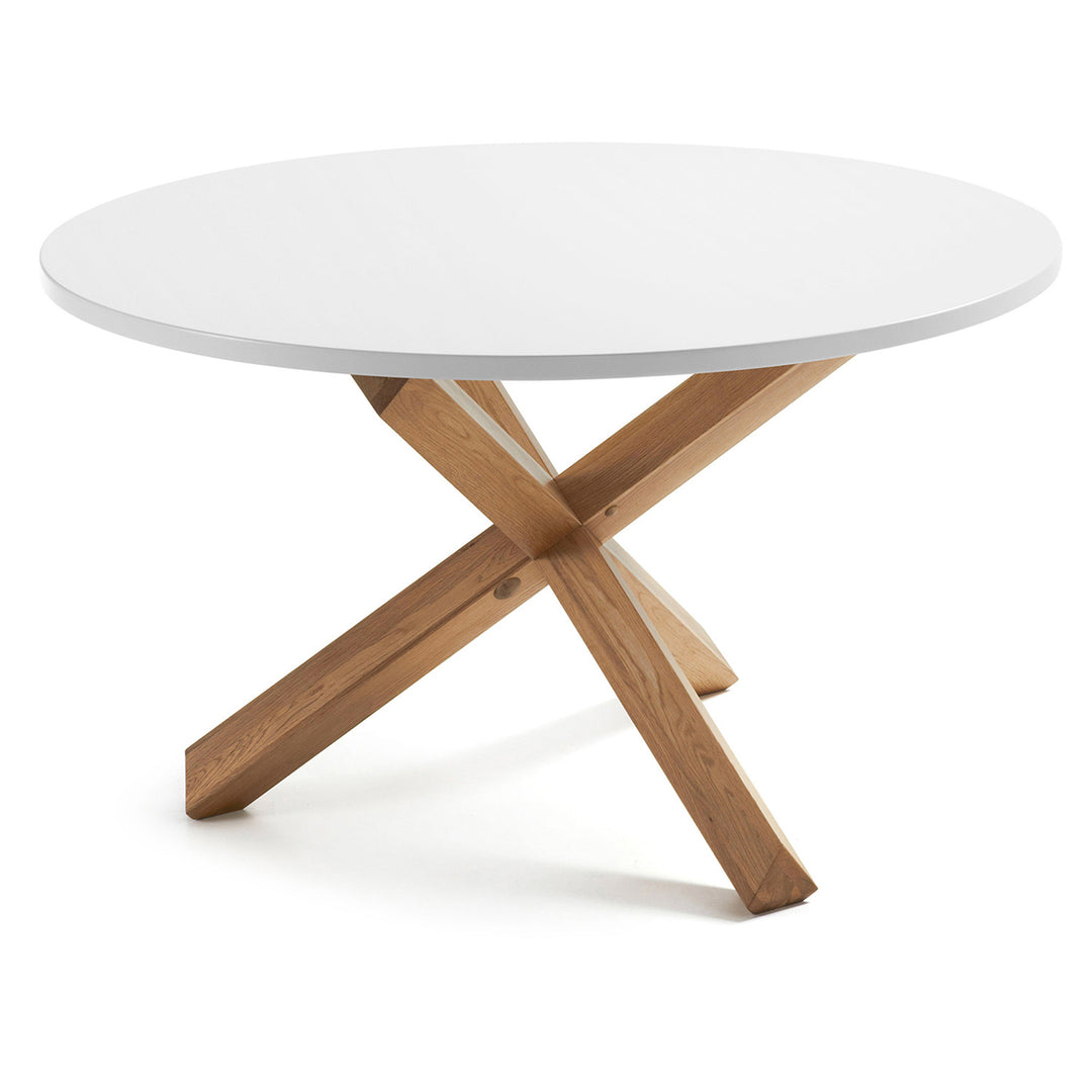 KAVE HOME Nori spisebord hvid MDF og natur egetræ Ø120