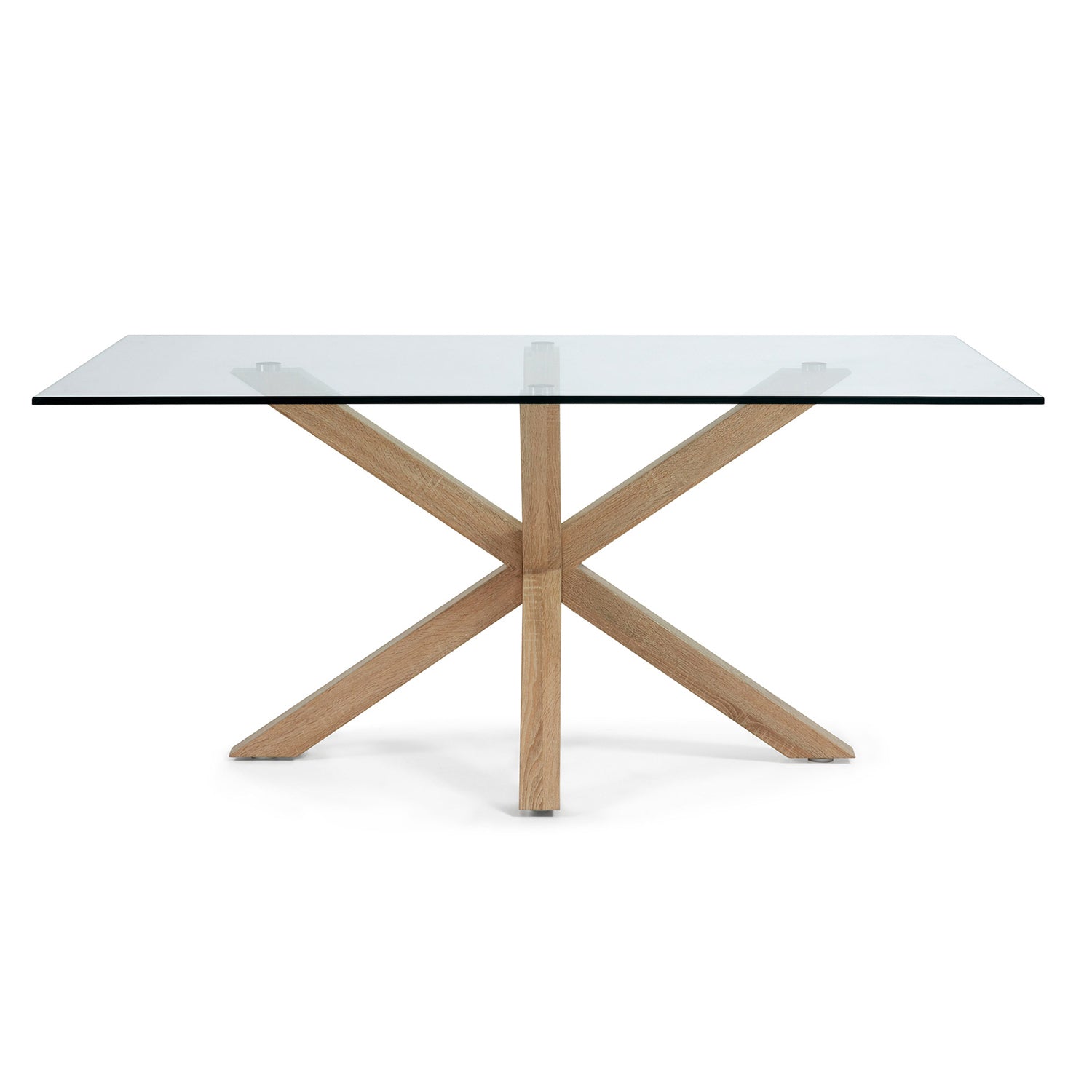Produktbillede af KAVE HOME Arya spisebord klar glas og natur stål 160x90 i premium kvalitet