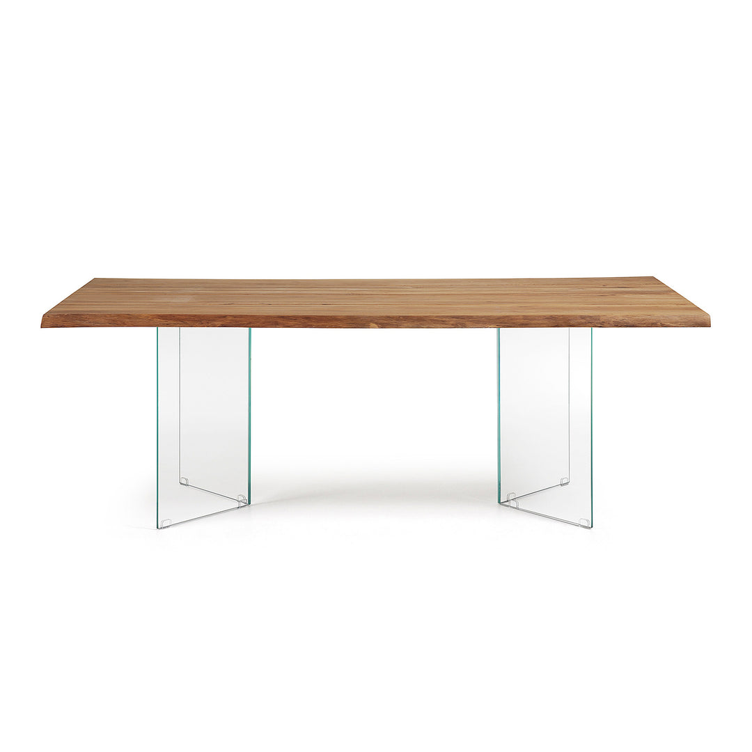 Produktbillede af KAVE HOME Levik spisebord klar glas og natur egetræ 220x100 i premium kvalitet