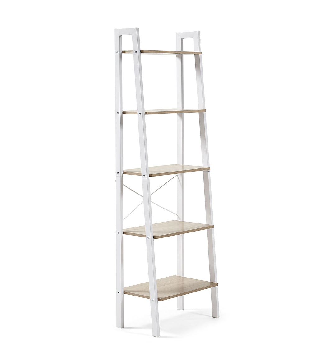 KAVE HOME rektangulær State reol m. 5 hylder natur melamin og hvid stål 56x172