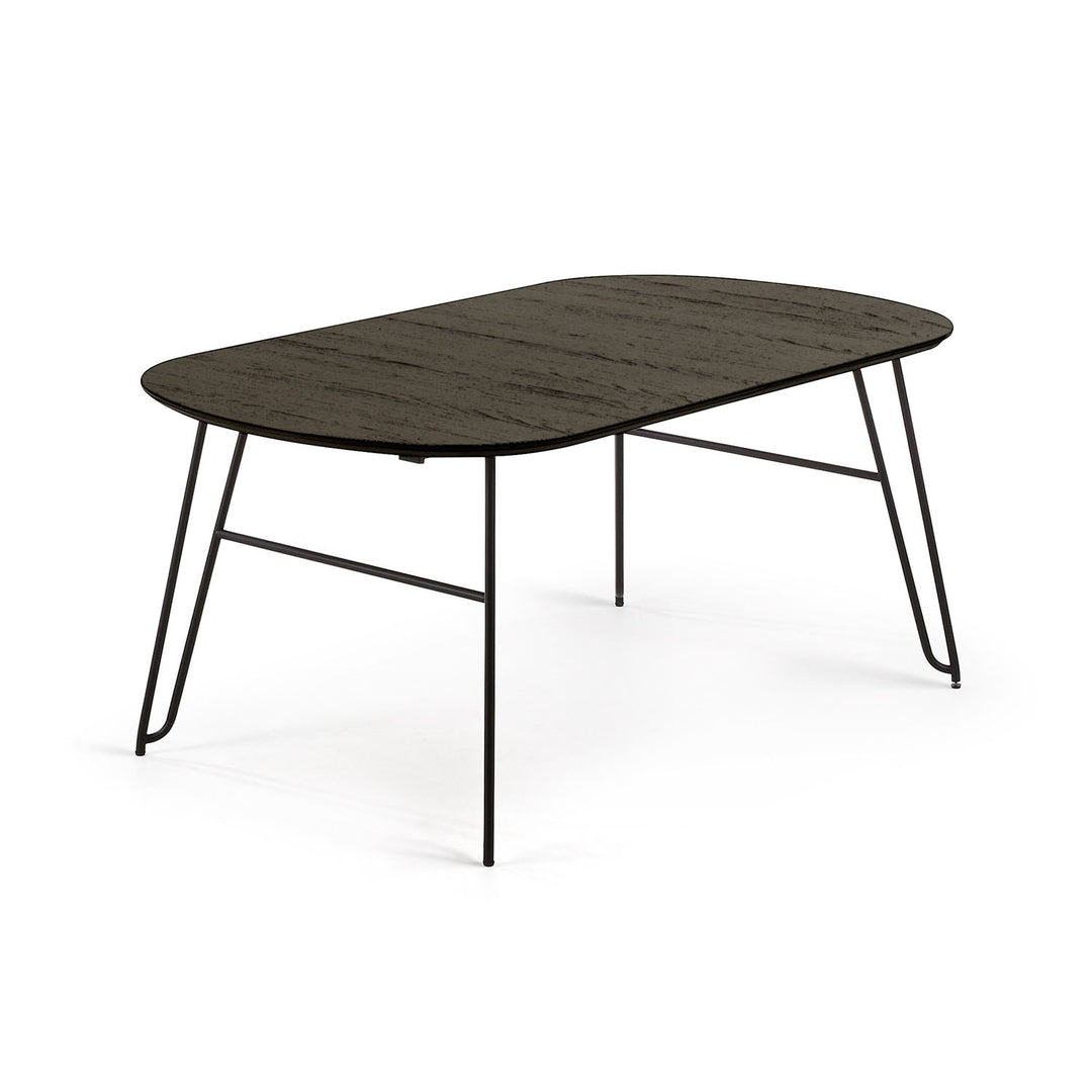 KAVE HOME rektangulært Norfort spisebord m. udtræk sort træ og metal 170 320 x100