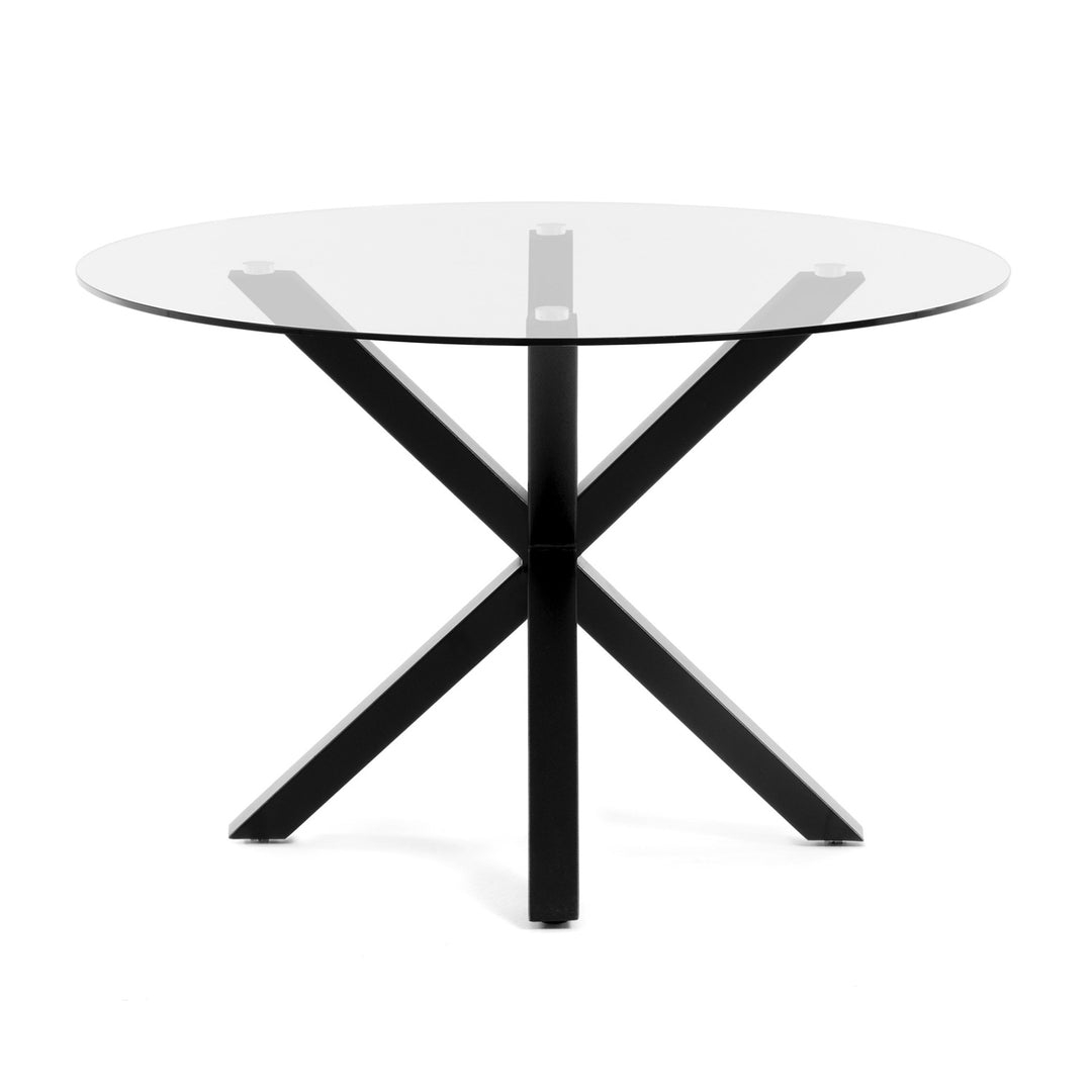 KAVE HOME rund Arya spisebord klar glas og sort stål Ø119