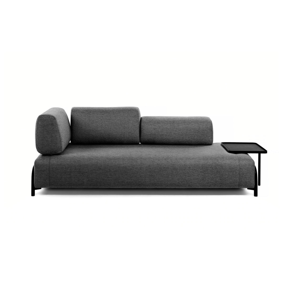 KAVE HOME Compo 3 pers. sofa m. stor bakke mørkegrå stof og metal
