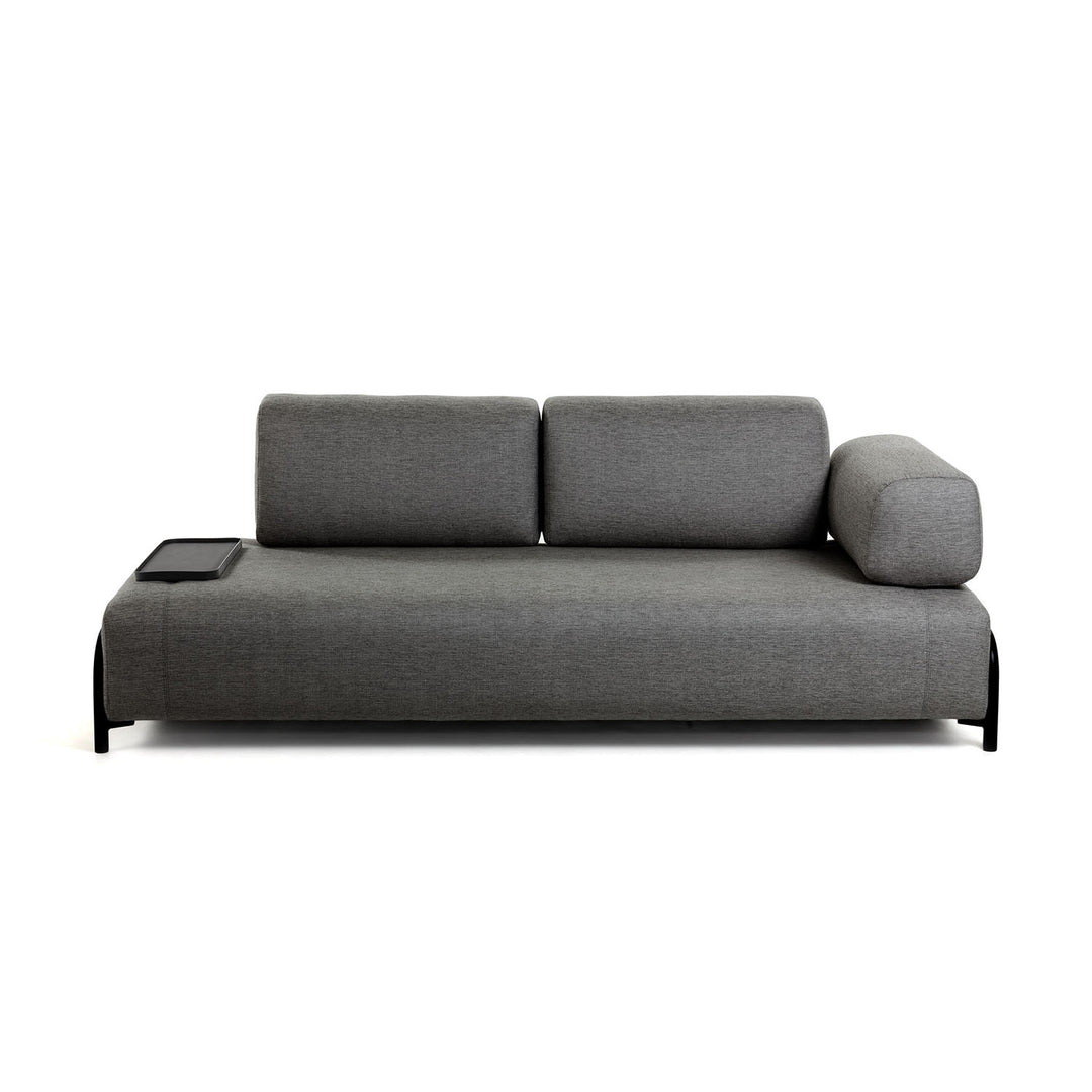 KAVE HOME Compo 3 pers. sofa m. lille bakke mørkegrå stof og metal