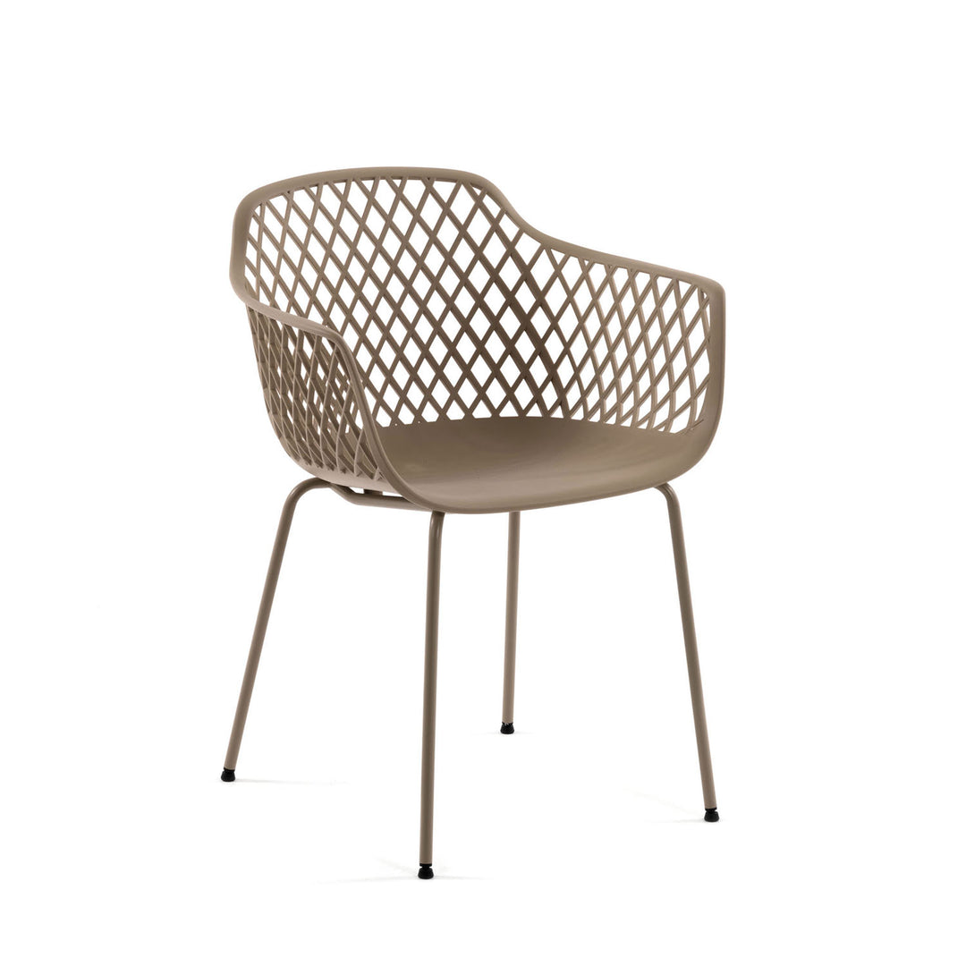 KAVE HOME Quinn spisebordsstol m. armlæn beige plast og metal