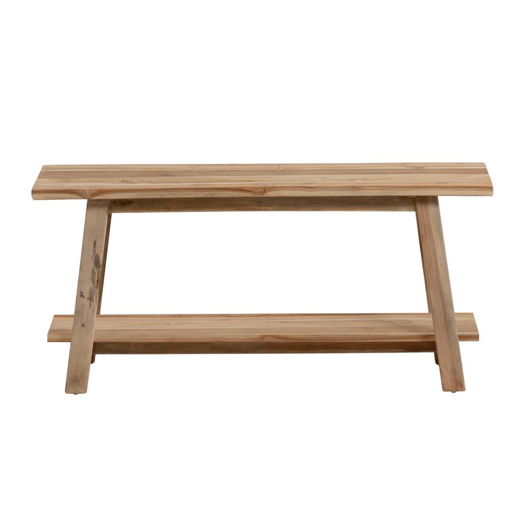 KAVE HOME rektangulær Safara bænk m. hylde natur genbrugs teaktræ 100x32
