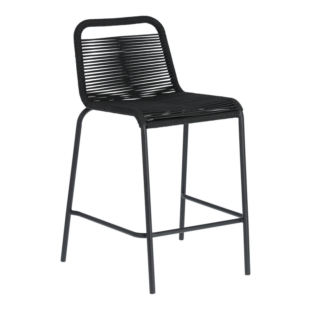 KAVE HOME Black Glenville barstol til haven m. ryglæn og fodstøtte stål 88cm