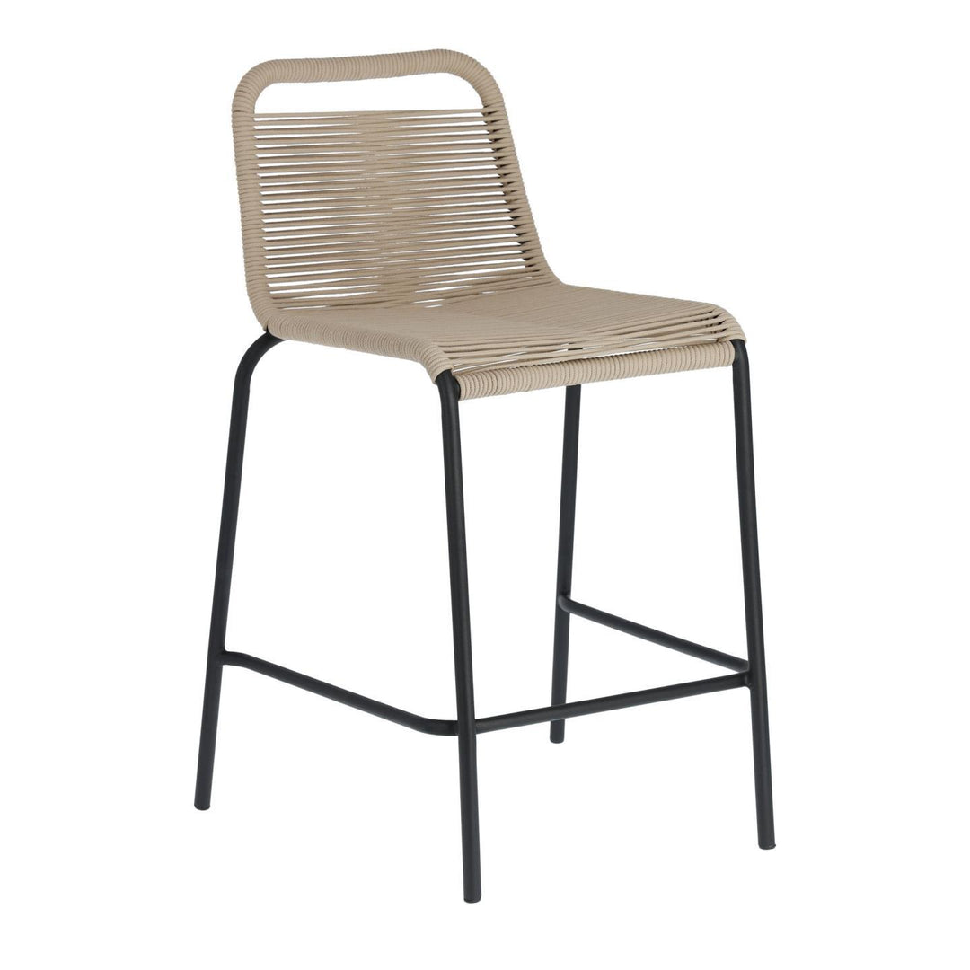 KAVE HOME Beige Glenville barstol til haven m. ryglæn og fodstøtte stål 88cm