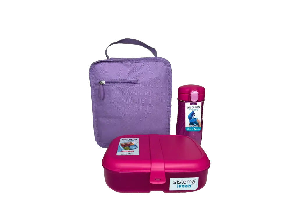 Produktbillede af Sistema LunchTime 3 dele Pink/Purple i premium kvalitet