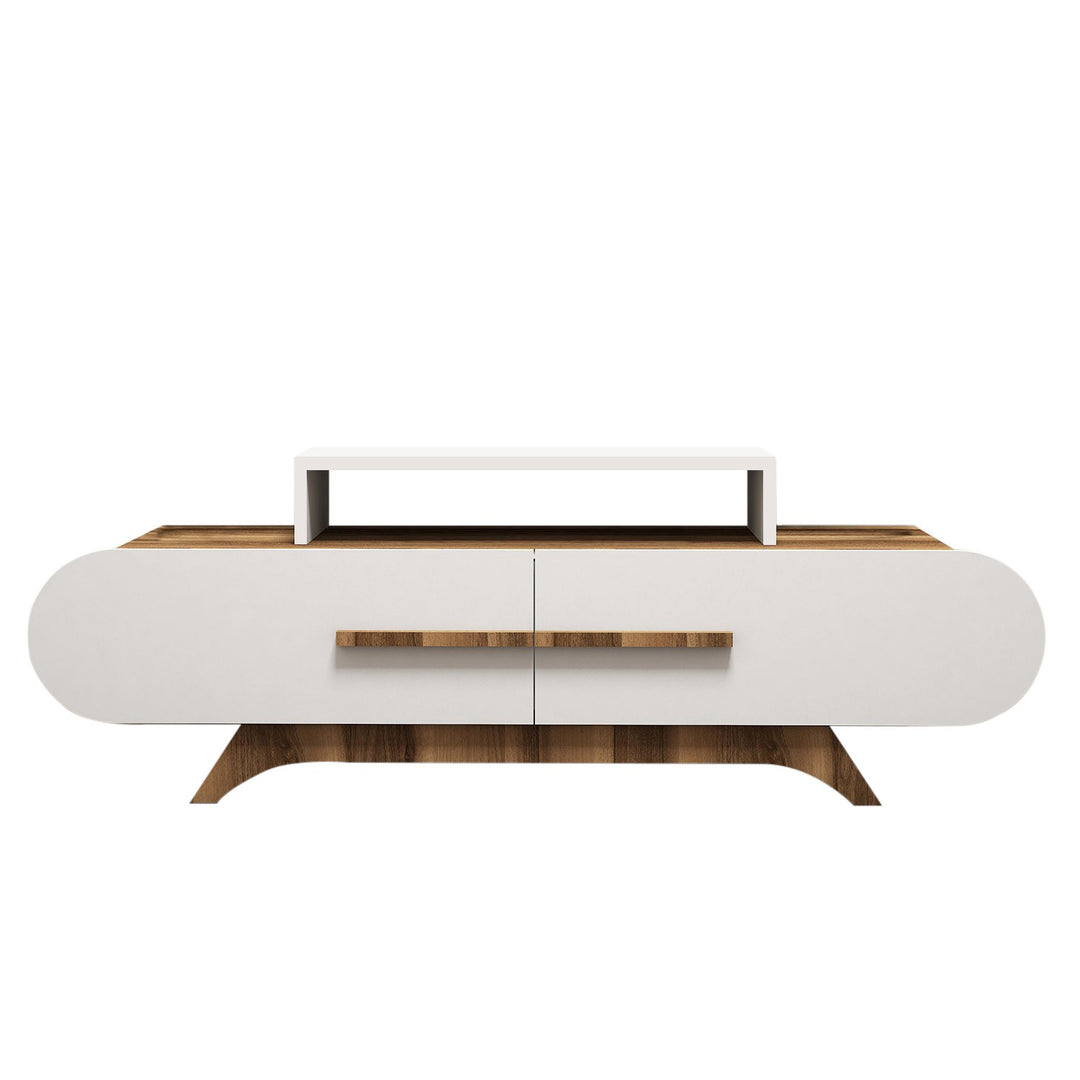 NORDVÄRK Rose TV-bord m. 2 låger valnød og hvid melamin 145x36,8