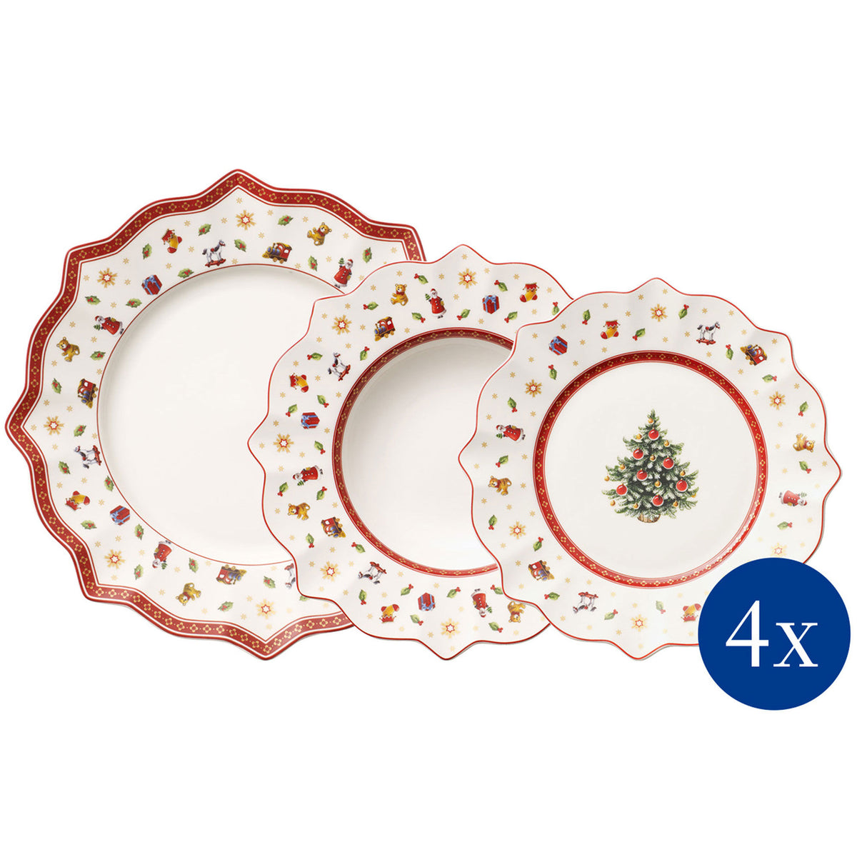Villeroy & Boch Toy’s Delight julestel i 12 dele dækket op på et spisebord
