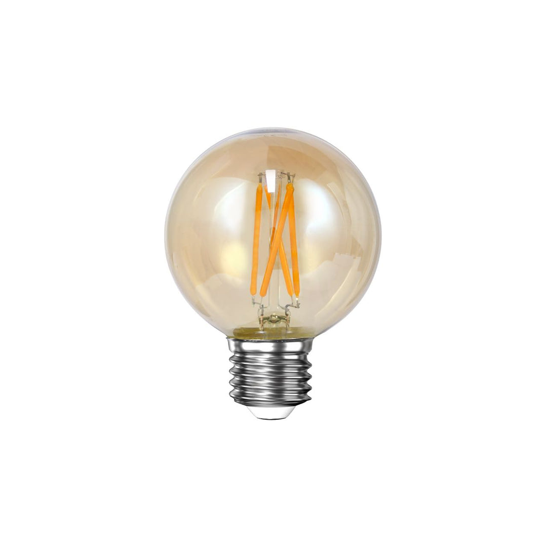 Produktbillede af Rund LED pære i ravfarvet glas ø 6 cm. på tilbud i høj kvalitet