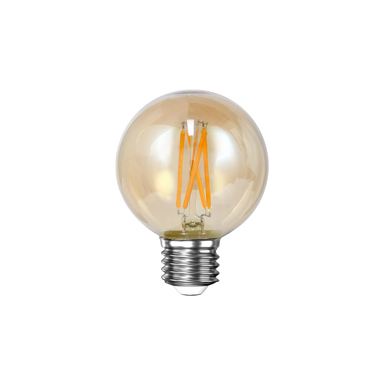 Produktbillede af Rund LED pære i ravfarvet glas ø 6 cm. på tilbud i høj kvalitet