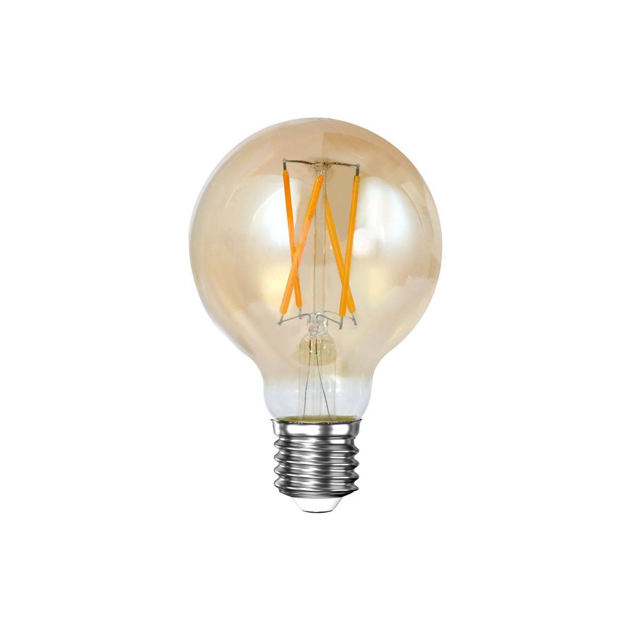 Produktbillede af Rund LED pære i ravfarvet glas ø 7 cm. på tilbud i høj kvalitet