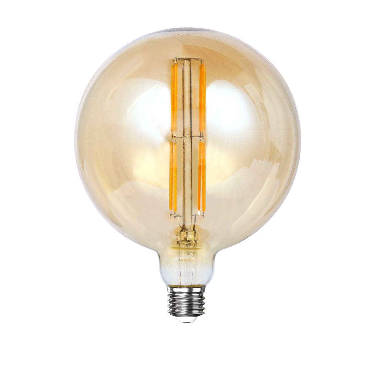 Produktbillede af Rund LED pære i ravfarvet glas ø 15 cm. på tilbud i høj kvalitet