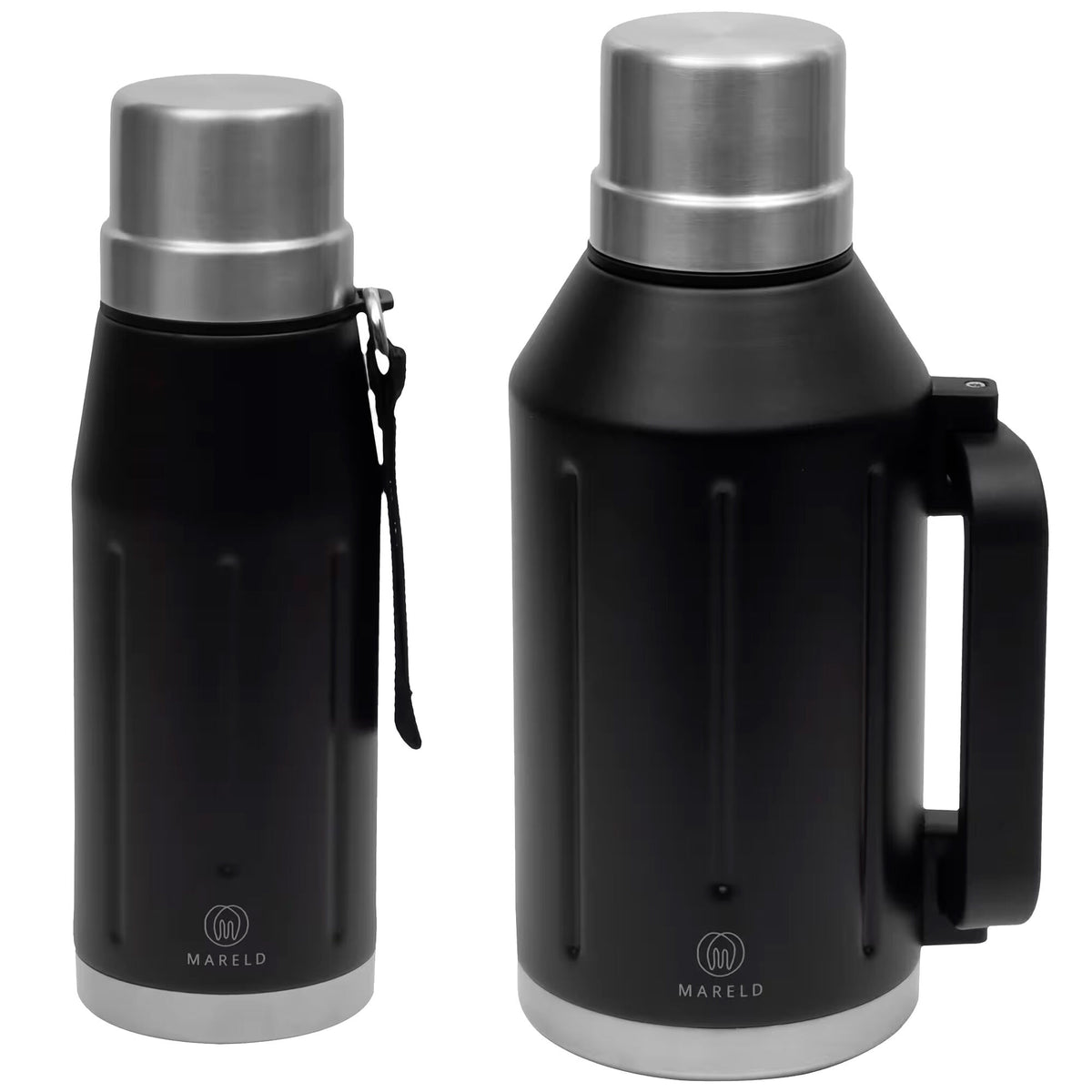 Sort Mareld termosæt med kande på 1,2 liter og termoflaske på 0,65 liter