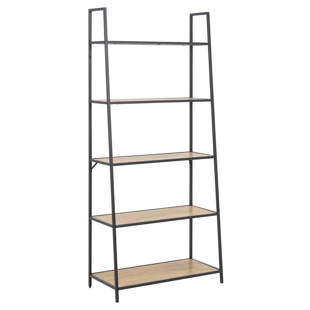 Produktbillede af ACT NORDIC Seaford reol skrå natur/sort papirvildeg/metal m. 5 hylder H:174,5cm x77cm x 36cm i premium kvalitet